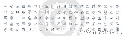 Digital electronics line icons collection. Microcontroller , FPGA, Semiconductor, Transistor, Circuit, Analog, Digital Vector Illustration