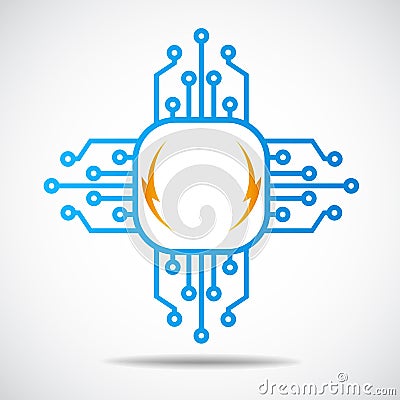 Digital electronics logo design circuit tech elements. Electronics icon. Tech logo. Vector Illustration