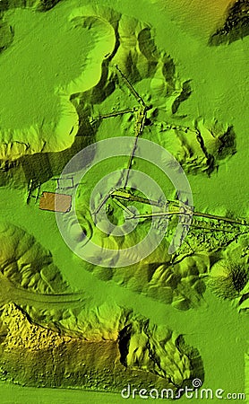 Digital elevation model of a mine machinery Stock Photo