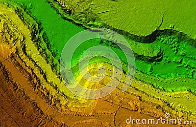 Digital elevation model of a mine with steep walls for GIS usage Stock Photo