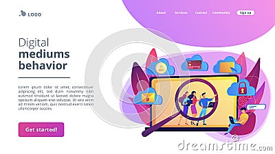 Digital ethics and privacy concept landing page Vector Illustration