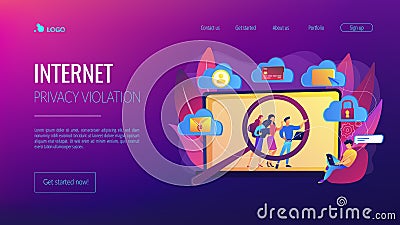 Digital ethics and privacy concept landing page Vector Illustration