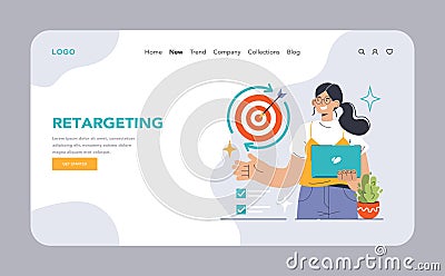 Digital expert showcases retargeting strategies, pinpointing returning Vector Illustration