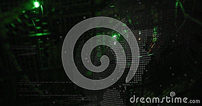 Digital face composed of binary code with green data processing image Stock Photo