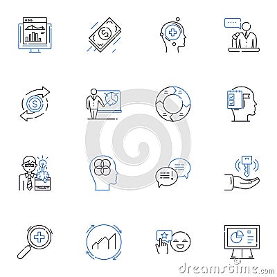 Digital finance line icons collection. Cryptocurrency, Fintech, Blockchain, Digital Wallet, E-commerce, Mobile Payments Vector Illustration