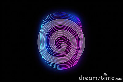 Digital fingerprint icon glowing gradient, representing secure biometric verification systems Stock Photo