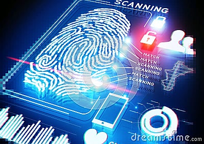 Digital Fingerprint Scanning Stock Photo