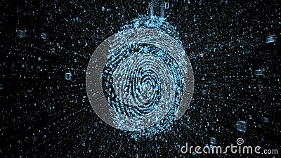 Digital fingerprint with streams of binary data illustrating concept of online security Stock Photo