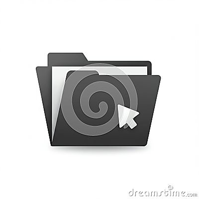 A digital folder icon is displayed with a gray color scheme, featuring two folder images Stock Photo