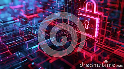 A digital fortress secure and imtrable to any outsider trying to access sensitive information Stock Photo