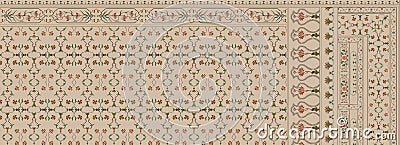 Digital front back dupatta borders motifs patterns design with multicolored Stock Photo