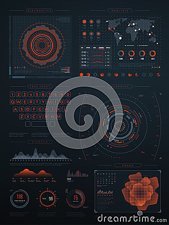 Digital futuristic hud virtual interface. Vector technology screen with data graphs Vector Illustration