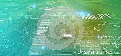 digital futuristic technology in smart argriculture farm using ai artificial intelligence, machine learning, digital twin, 5g, big Stock Photo