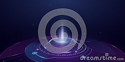 Digital futurustic portal hologram with light effect. HUD GUI UI. Sci-fi virtual graphic. Vector technology background. Dashboard Vector Illustration