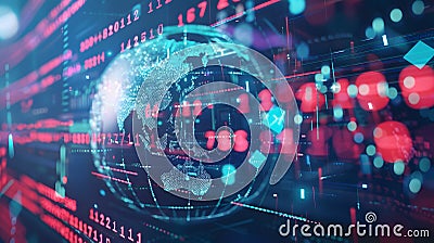 digital globe with binary code streams connecting Stock Photo