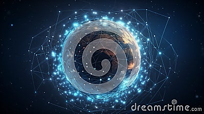 Digital globe - abstract illustration of a data technology. Netw Stock Photo