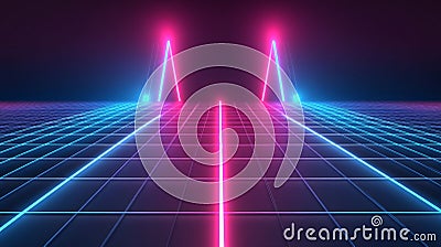 Digital glowing network intertwined with abstract data to form a futuristic technology system Stock Photo