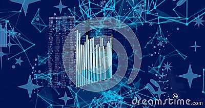 Digital graph with blue bars and numerical data displayed on screen Stock Photo