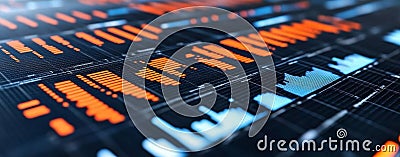 Digital graphic abstraction is pertinent to technological processes, neural networks, AI, digital storage, sound and Stock Photo