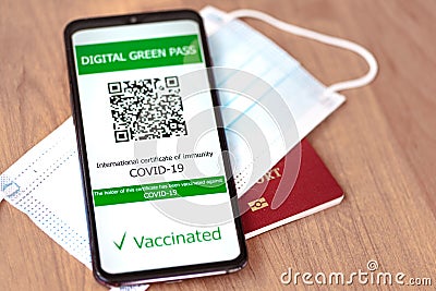 Digital Green Pass concept Stock Photo
