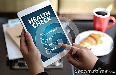 Digital Health Check Healthcare Concept doctor working with comp Stock Photo