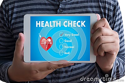 Digital Health Check Healthcare Concept doctor working with comp Stock Photo