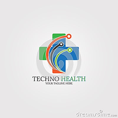 Digital health icon template,medical logo Cartoon Illustration