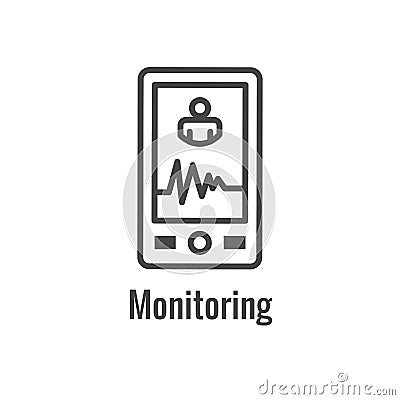 Digital Health Icon w Wearable Technology or Mobile / Tablet image Vector Illustration