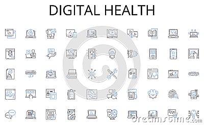 Digital health line icons collection. Repair, Troubleshoot, Restore, Mend, Service, Patch, Solve vector and linear Vector Illustration