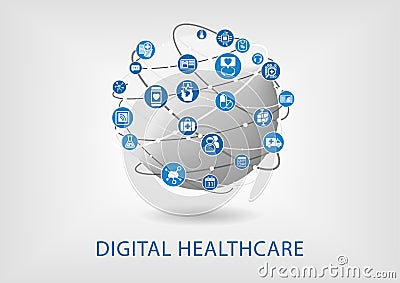 Digital healthcare infographic as illustration Vector Illustration