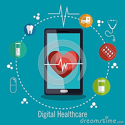 Digital healthcare technology icon Vector Illustration