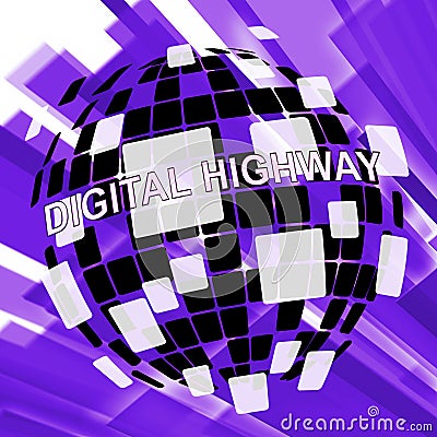 Digital Highway Sign Virtual Roadway 3d Illustration Stock Photo