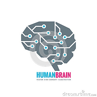 Digital human brain - vector logo concept illustration. Mind sign. Future electronic structure technology creative symbol. Vector Illustration