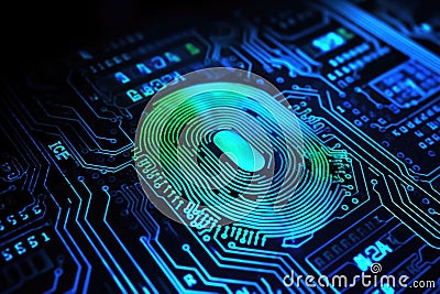 Digital identity fingerprint safety scanner access computer secure technology concept system Stock Photo