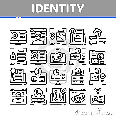 Digital Identity User Collection Icons Set Vector Vector Illustration