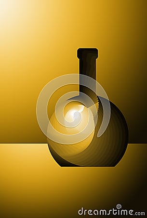 digital illustration with abstract design of a bottle with yellow gradient color Cartoon Illustration