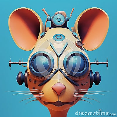 Digital illustration of an abstract, pixelated style mouse. Created using ai generative. Cartoon Illustration