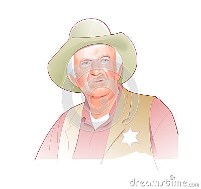 Digital illustration of the actor Walter Brennan. American classic cinema. Editorial Stock Photo