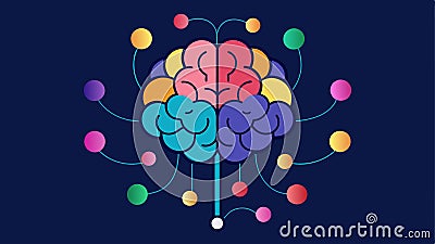 A digital illustration of a brain with colorful neurons connected in intricate patterns highlighting the connection Vector Illustration