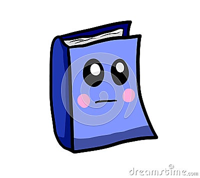 Very Bored Blue Cartoon Book Cartoon Illustration