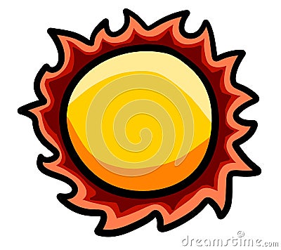 Flaming Cartoon Shiny Sun Cartoon Illustration