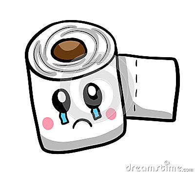 Crying Cartoon Toilet Paper Cartoon Illustration