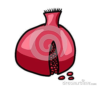 A Cartoon Yummy Pomegranate Cartoon Illustration