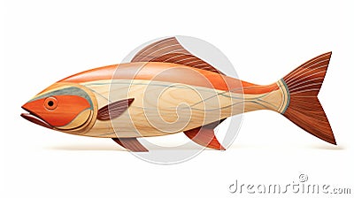 Digital Illustration Of Carved Wood Fish In Maya 3d Cartoon Illustration