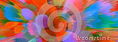 Digital Illustration. Color rainbow splash. Abstract horizontal background Stock Photo