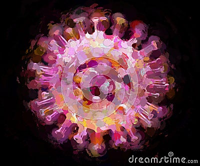 Digital Illustration Coronavirus Purple Stock Photo