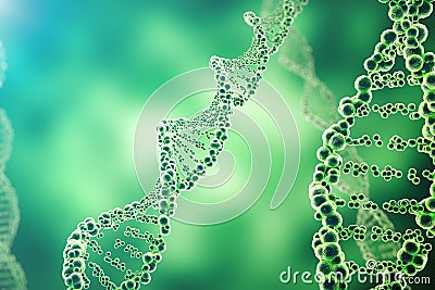 Digital illustration DNA structure in colourful background. Medicine concept 3d rendering Cartoon Illustration