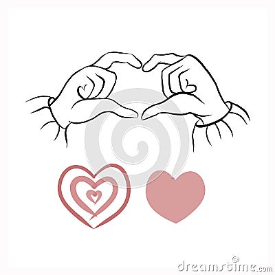 Digital illustration, doctor's hands showing heart gesture. Cartoon Illustration