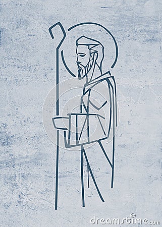 Saint Joseph hand drawn illustration Cartoon Illustration