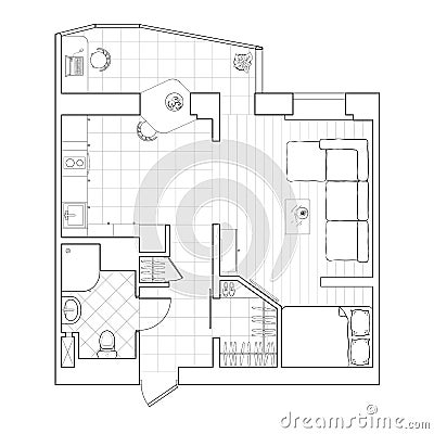 Digital illustration. Floor plan. Stock Photo